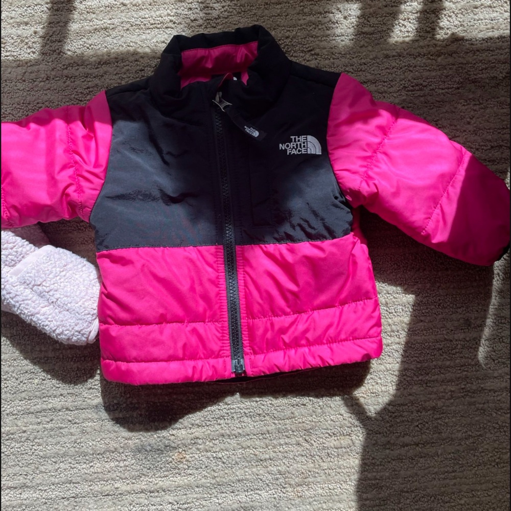pink & black north face coat